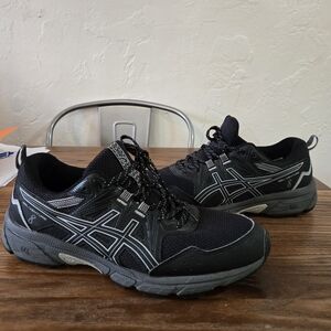 Asics Gel-Venture 8 Shoes Mens Size 9.5  Black Gray Trail Running Sneakers